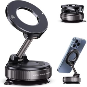 Foldable Magnetic Car Phone Mount with Suction Cup and 360 Degree Rotation