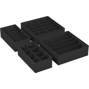 4-Piece Foldable Drawer Organizer Set for Bras Socks Ties and Closet Storage