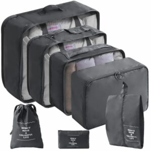 7 or 10 Piece Travel Packing Cubes Set with Shoe and Laundry Organizer Bags